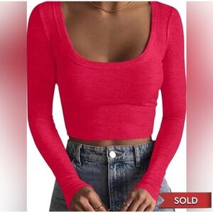 Amazon Ribbed Long Sleeve Crop Top | Brand New